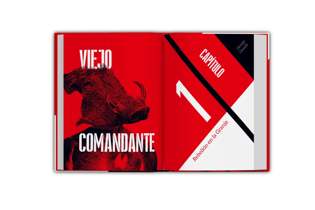Mockup de una portadilla de esta edición de Rebelión en la granja.